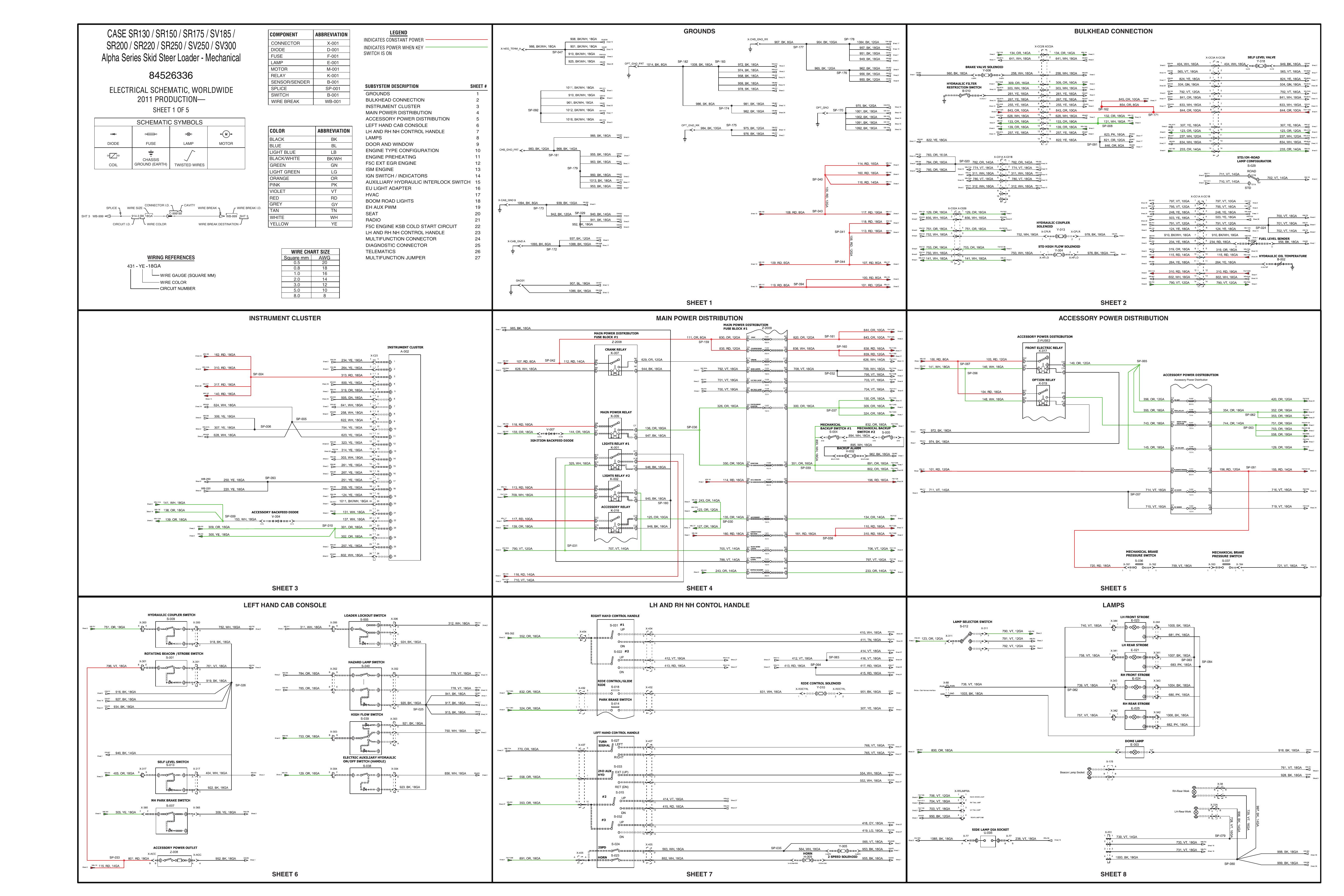 SR130  SR150  SR175  SV185  SR200  SR220  SR250  SV250  SV300 Alpha Series Skid Steer Loader - Mechanical ELECTRICAL SCHEMATIC